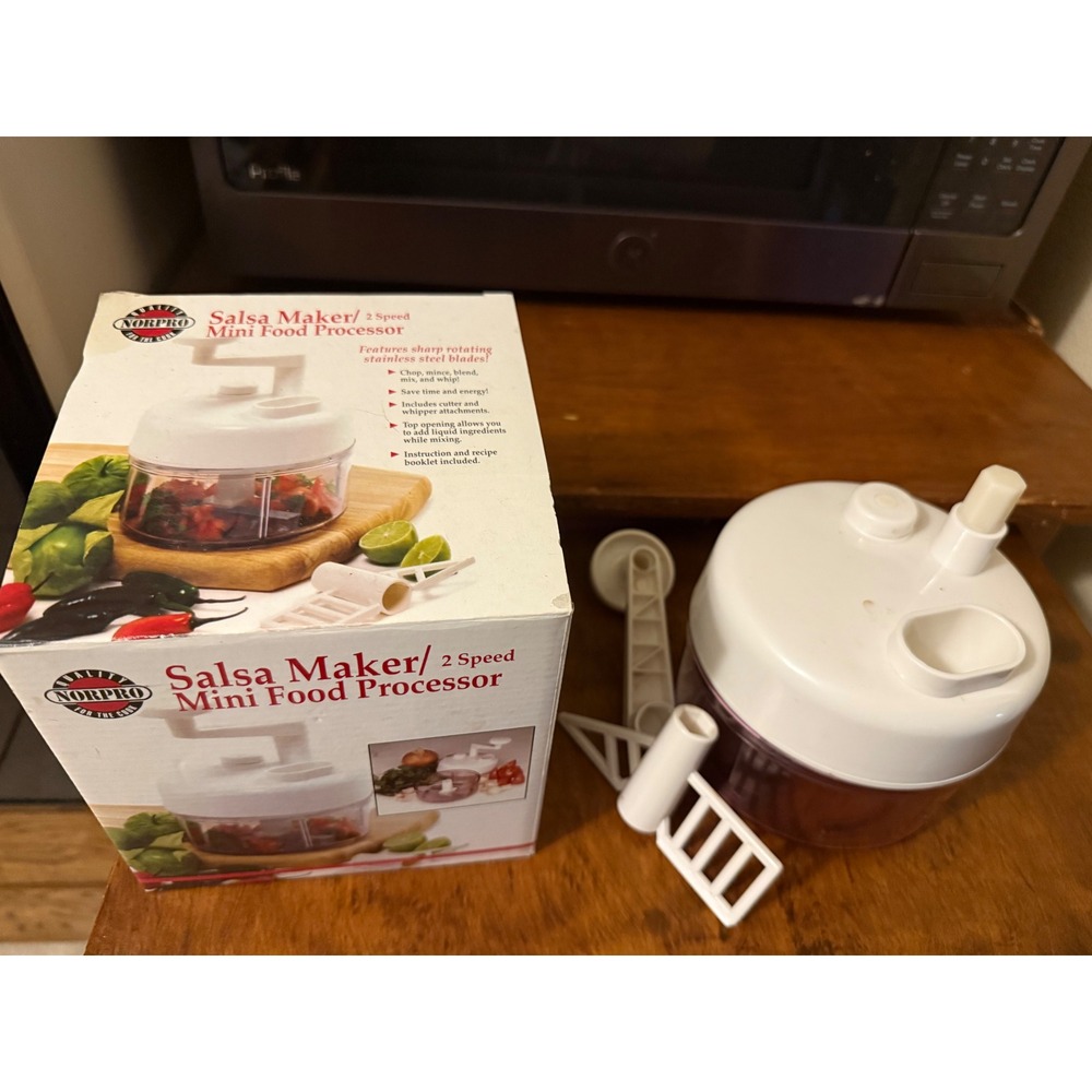 Norpro Salsa Maker 2 Speed Mini Food Processor Manual Chopper White 1061